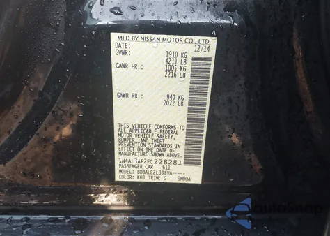 2015 Nissan Altima 2.5/S/Sv/Sl from USA, damaged, VIN 1N4AL3AP2FC228281